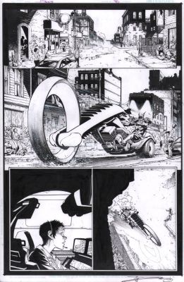 Danny Miki, Greg Capullo | Batman #46 P.17 - Awesome Batcycle - Signed - 2016 | Anthony’s Comic Book Art