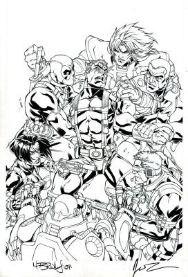 Mark Brooks | Cable & Deadpool #34 Cover (Cable Grabbed By Deadpool, Anaconda, G. W. Bridge, Domino, Hammer, & Solo! | Romitaman