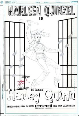 Johnson, Dave - Harley Quinn #16 Variant Cover Prelim -Ala Elvis Jailhouse Rock Movie Poster 2015 | Cool Lines Art