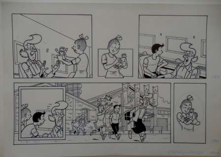 Morjaeu, Luc - Originele halve pagina (stroken 183 t/m 184 - plaat 46 B) - Suske en Wiske - Sterrenrood - (2014) | Catawiki