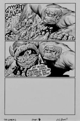 Eric Powell | The Goon #6 P 17 (Goon Drawn As King Kong Battling a Giant Lizard!) 2003 | Romitaman