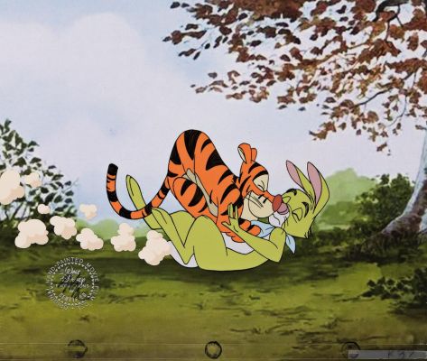 Lot 92 - Walt Disney Studios, Tigger & Rabbit, Winnie The Pooh animation cel. 1983.