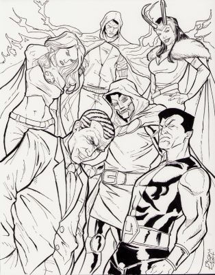 Joe Eisman | Dr. Doom, Emma Frost, Submariner, Norman Osborn - Ink Art Commission - Signed 2009 | Anthony’s Comic Book Art