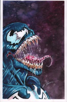 Scott Hanna | Venom Profile Painted Art - Signed | Anthony’s Comic Book Art