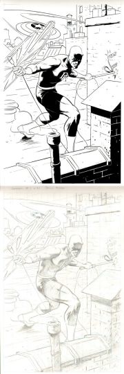 Paolo Rivera | Daredevil #1 Cover & Also P 20 Splash (Matt on Alert, Anticipating Captain America’s Shield) | Romitaman