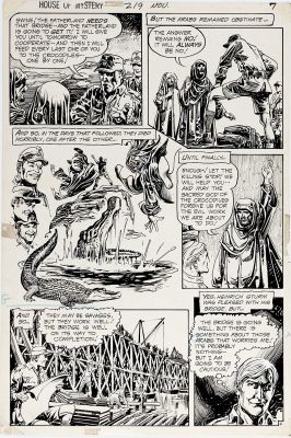 Alfredo Alcala | Alcala, Alfredo - House of Mystery #219 Pg 4 - Nazi Throws Natives To Crocs 1973 | Cool Lines Art