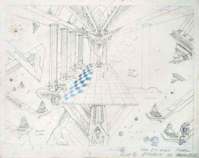 Druillet | Bleu l’enfant de la terre Grande étude préparatoire de la salle | Rossini