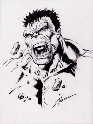 Scott Hanna | Hulk Smash Detailed Pencil + Ink Art Commission - Signed | Anthony’s Comic Book Art
