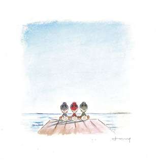 Donald Duck’s nephews scanning the horizon - Tony Fernandez  - Original Painting - 26x23 cm | Catawiki