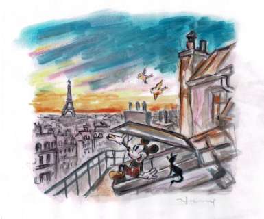 Mickey Mouse in the Paris Rooftops - Original Drawing - Tony Fernandez - 17 x 19 cm | Catawiki