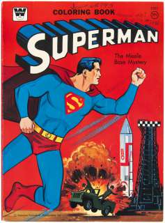 "SUPERMAN - THE MISSILE BASE MYSTERY" COVER-TO-COVER COMPLETE ORIGINAL ART FOR COLORING BOOK. | Hake’s
