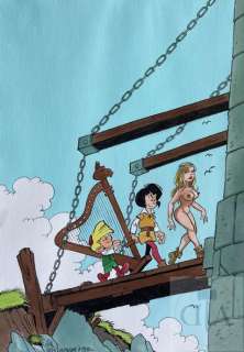 Gürsel/Johan et Pirlouit. Dessin orignal réalisé en… | Dagoty