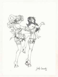 Jinky Coronado - Two Babes in Lingerie And Corset Pencil Piece For Color Print - 2004 Signed