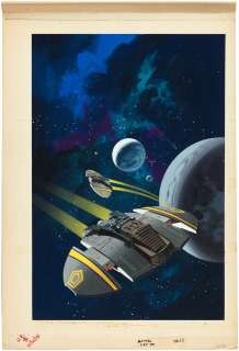 "BATTLESTAR GALACTICA - CYLON RAIDER" BOX ORIGINAL ART.