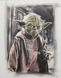 YODA - 40x50cm  - Emma Wildfang Oil pastels on an artist cardboard   - EO | Catawiki