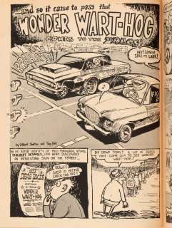 "DRAG CARTOONS" #25 COMIC MAGAZINE COMPLETE WONDER WART-HOG STORY ORIGINAL ART BY GILBERT SHELTON.