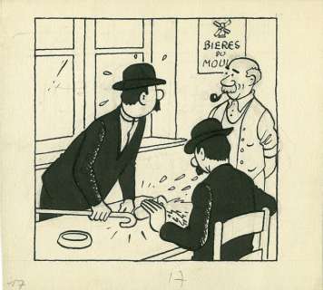 Hergé (Georges Remi Dit) | HERGÉ LE SOIR DUPONT ET DUPOND DETECTIVES. Encre de Chine et mine&hell | Coutau Bégarie