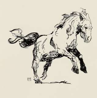   					Lot 45: Jeffrey Jones horse illustration published in A Game of Thrones.   				