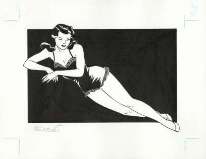 Berthet. Illustration originale Pin-up | BDEnchères