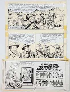 Tex n. 185 - G. Letteri - tavola originale (2x strisce + copia) - Page volante | Catawiki