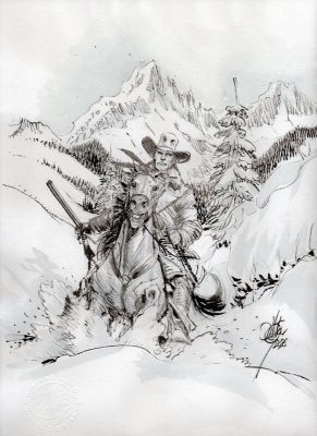 Giulio de Vita | Tex au cheval sur la neige | 2DGalleries