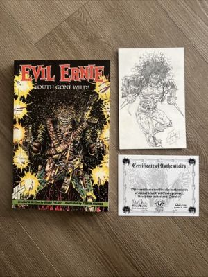 Steven Hughes Original Art Evil Ernie Sketch 1992 + Signed Youth Gone Wild TPB