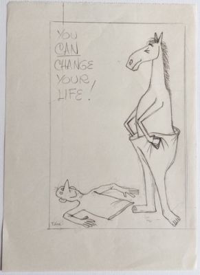 T. Hee pencil sketch “You can change your life!” horse Thornton Hee (1911-1988) | eBay Europe (Buy It Now)