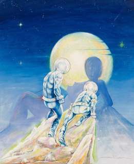 BILLY GRAHAM (1935 - 1999) Two astronauts with the moon. | Swann Galleries