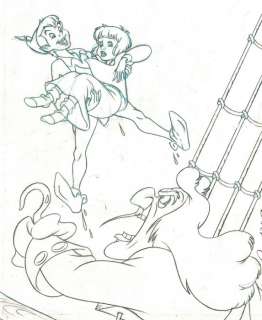 Peter Pan, Wendy & Captain Hook - Disney Studios - Original Production Drawing - Cardona - Art de crayon - (1990) | Catawiki