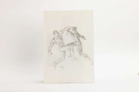 Namor Et Triton.... | NAMOR ET TRITON. Dessin original à la mine de plomb... | Aibo Art Auction