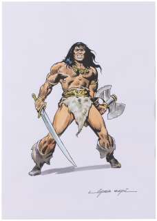 CONAN THE BARBARIAN HAND COLORED PRINT BY RAFAEL LÓPEZ ESPÍ. | Hake’s