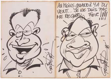 Goupil Jacky (1955) Lot... | GOUPIL Jacky (1955) Lot de 2 caricatures au feutre... | Stanley’s Auction