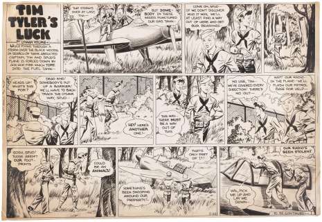 TIM TYLERS LUCK SUNDAY STRIP 5/28/1944 ORIGINAL ART BY LYMAN YOUNG. | Hake’s
