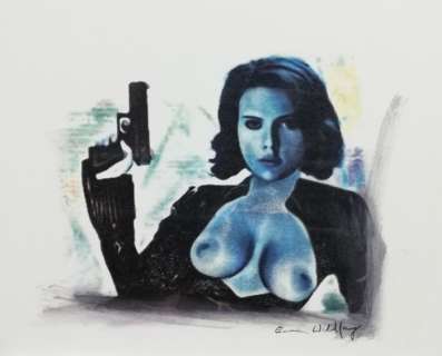 Emma Wildfang - Oil pastels on an artist cardboard  - scarlett johansson - BLACK WIDOW | Catawiki