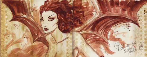 Ledroit. Dessin original dédicacé Fleurs du mal | BDEnchères