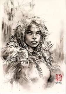 Tony Moy - X-Men Collection: Dani Moonstar Liquid Charcoal Illustration