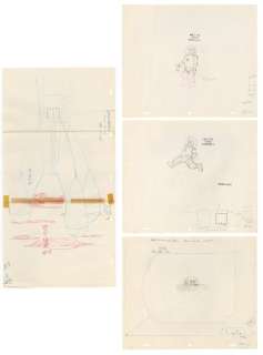 Tintin - 4x Croquis préparatoire pour film d’animation - On a marché sur la lune - Haddock / fusée - EO - (1960/1962) | Catawiki