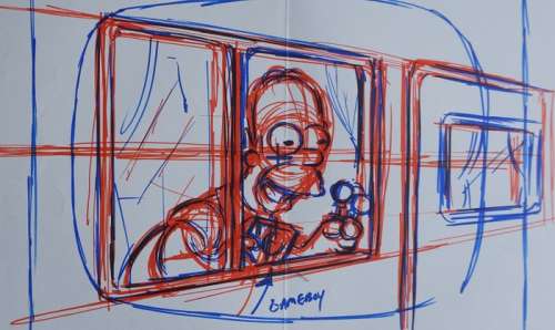 The simpsons - Homer Simpson  - dessin original | Catawiki