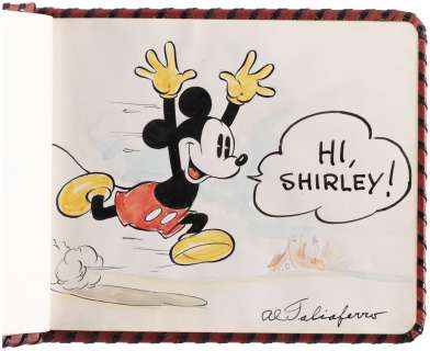 SHIRLEY TEMPLE’S PERSONALLY OWNED AUTOGRAPH ALBUM, FEATURING SIGNATURES & DISNEY ORIGINAL ART. | Hake’s