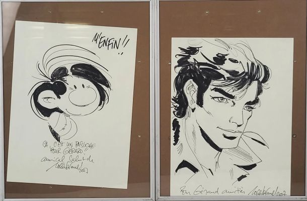 Roger Brunel (1944), Réunion de Deux Dessins Pastiche Dédicacés, Feutre Sur Papier, Signés Et Datés 2007 En Bas À Droite, Dim. 32X 24 Cm | Lot 324 : | misc / divers