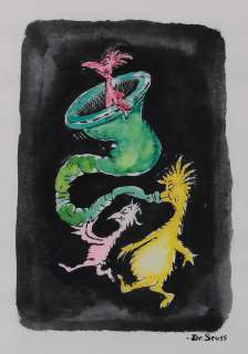 Dr. Seuss painting of (2) Birds playing a Tuba. | Profiles in History