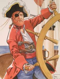 Barbe Rouge -  Dessin original - Barbe Rouge au gouvernail -  (2019) | Catawiki