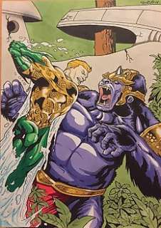  - illustrazione originale - Aquaman vs Gorilla Grodd - illustration originale 
