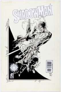 Clayton Crain (as Klayton Krain) and Rod Ramos - Shadowman #21 Unpublished Cover Original Art (Acclaim/Valiant, 1998).