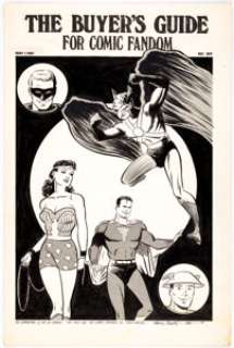 Terry Beatty - The Buyer‘s Guide for Comic Fandom #389 Cover Original Art (DynaPubs, 1981)....