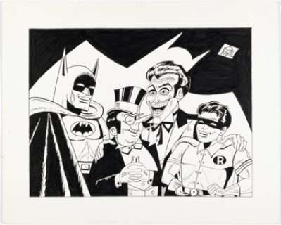 Kane, Bob | Bob Kane - Batman and Friends Illustration Original Art (c. 1980-1990s).... | Heritage