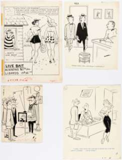 Gag Cartoonist - Dan DeCarlo, Bob Tupper, and Others - Single Panel Gag Cartoon Illustration Original Art Group of 6 (1952-1970).... (Total: 6 Original Art)