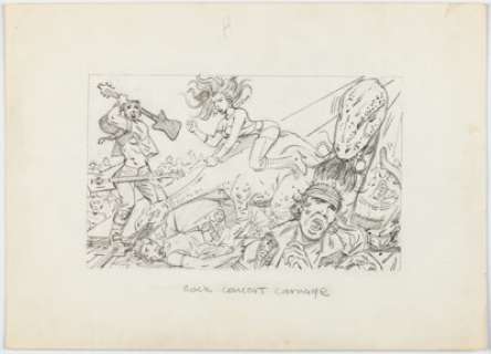 Herb Trimpe | Dinosaurs Attack! Card #13 "Rock Concert Carnage" Illustration Original Art (Topps, 1988). ... | Heritage