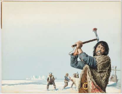 Richard Clifton-Dey - The Vikings: The Dark Return Paperback Book Cover Original Art (Sphere Books, 1975)....