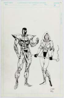 Andy Smith and Randy Elliott - Jack of Hearts and Ganymede Cosmic Powers Illustration Original Art (1993).